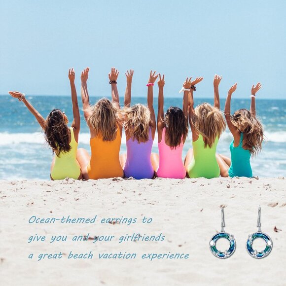 Women's 925 Sterling Silver Beach Seaside Vacation Jewelry Turtle Earrings - Picture 3 of 7